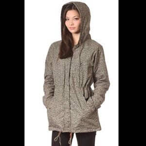 New Obey Everett leopard print parka. Small